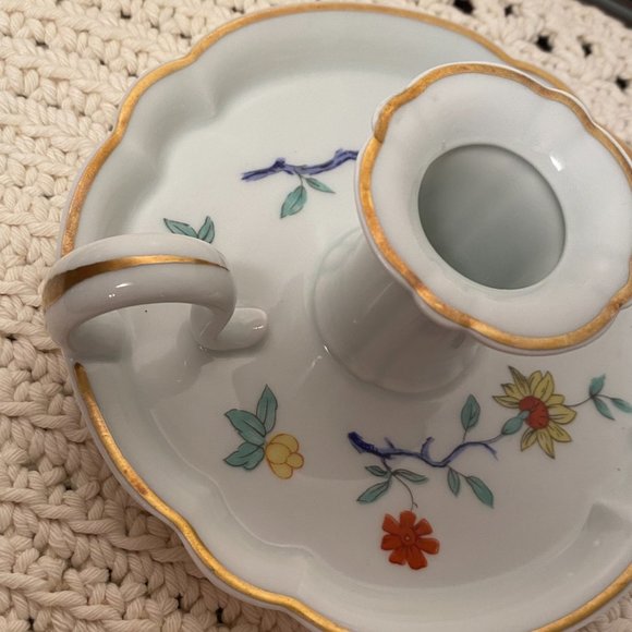 Haviland Limoges Porcelain Shalimar Chamber Candlestick Red Gold Trim, France - Picture 5 of 10